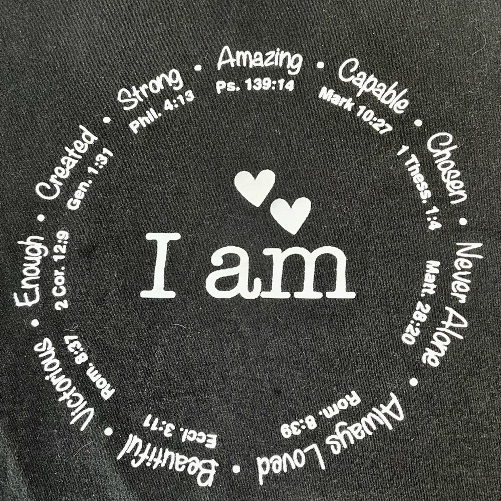 Gildan 100% Cotton T-Shirt -Black Crew Neck- “I AM” inspirational-size M - Picture 5 of 8